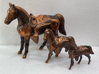 Copper Finish Horse Figurine Set of 3