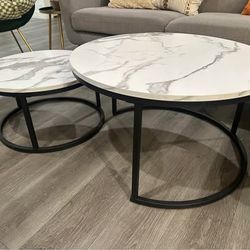 Nesting Coffee Table Set with Faux Marble Top