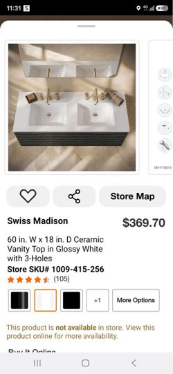 Swiss Madison 60" Ceramic Double Vanity Top
