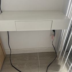 White Floating End Table With Draw