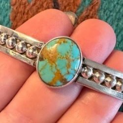 Single Stone Natural Handmade Turquoise Adjustable Cuff Bracelet