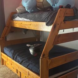 Bunk Bed, Mattress  With Drawer Under Neath And Dresser