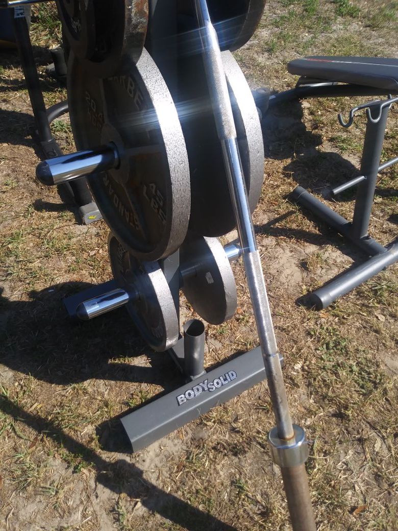 250lbs weights body solid rack.bar