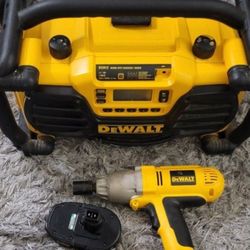 Dewalt Radio With Charger and Impact 18v DW059H with battery (it works, but I am not sure how good it is). In good condition. 
