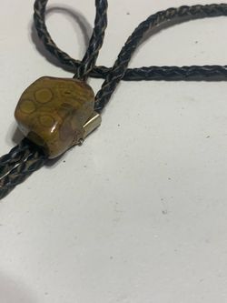Stone Bolo Tie with Braided Cord