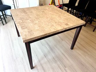 Dining Table with Marble Top and 8 Bistro Chairs
