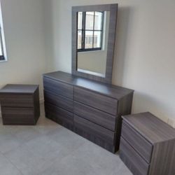 Dresser with Mirror and 2 Nightstands ⚜️ Cómodas con Espejo y 2 Mesitas de Noche 🚚[Fast-Delivery]💨