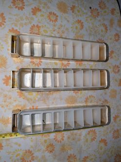 Vintage 3 Aluminum Metal Gold Colored Ice Cube Trays With Plastic Divider