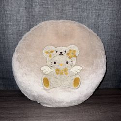 Sanrio VINTAGE 2003 HELLO KITTY GOLD ANGEL TEDDY BEAR SUIT VELOUR PILLOW
