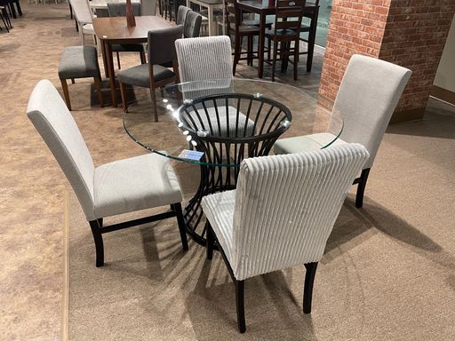 5PC Round Glass Dining Table Set