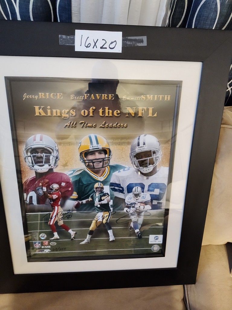 Jerry Rice, Brett Favre,Emmett Smith Signed 16x20