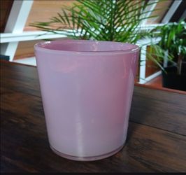 Vintage Pink Cased Glass Planter / Cylinder Vase (5" x 5") - Hand Blown