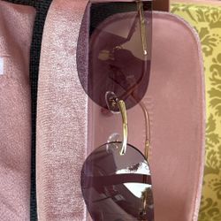 Miu Miu MU A51S Gold Rose Gold Pink Crystal Sunglasses Comes with Box and Accessories