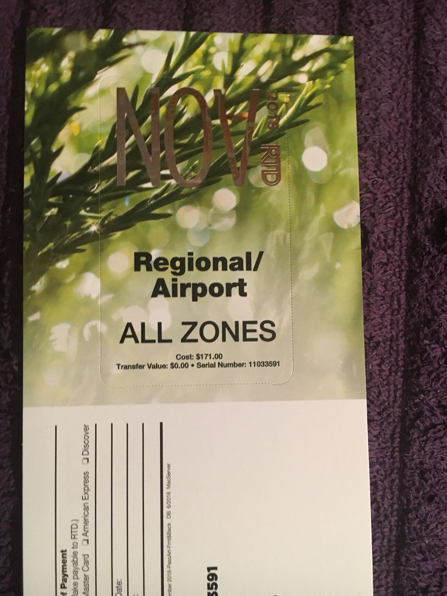 RTD November Regional pass
