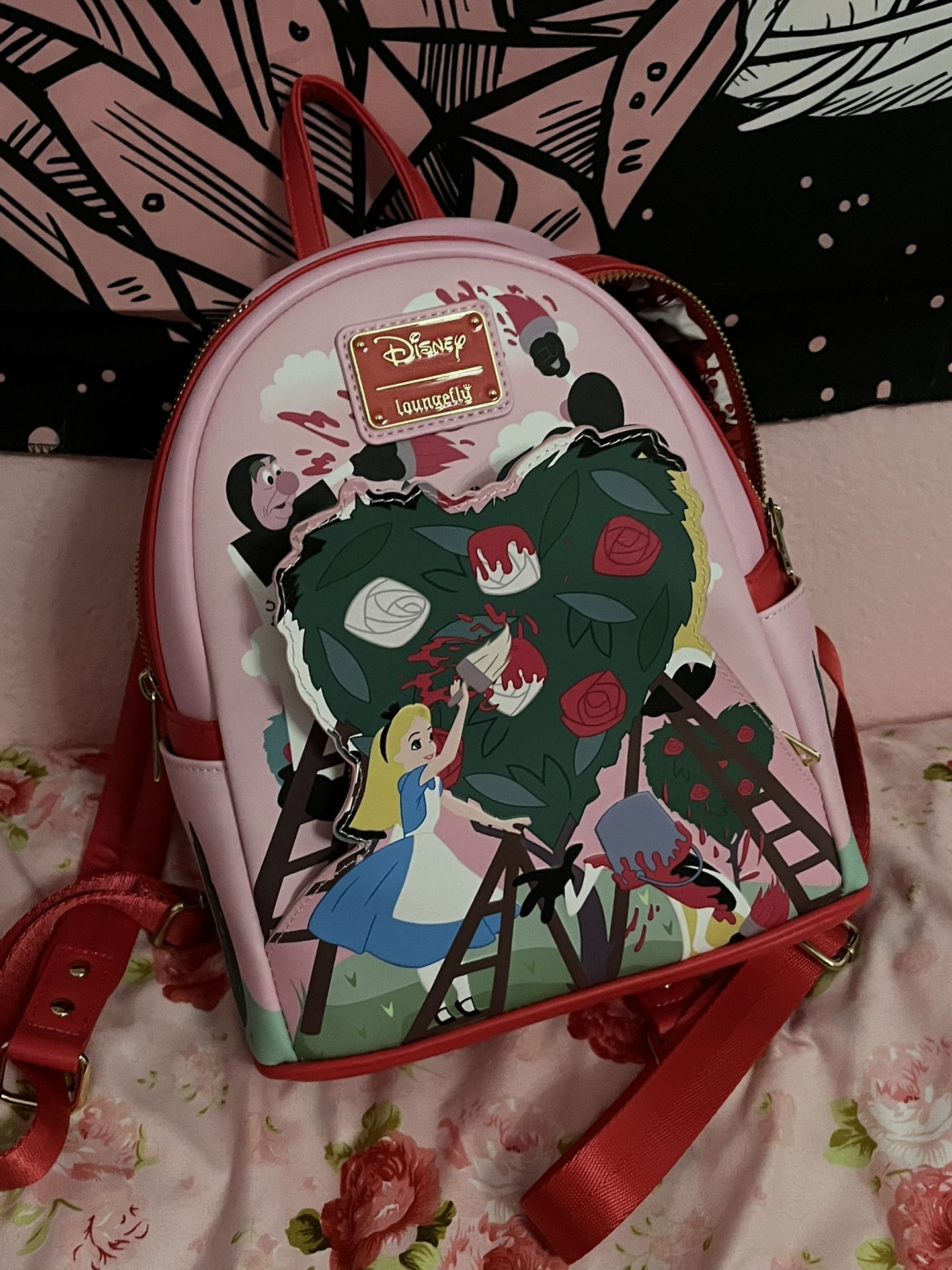 Disney Loungefly Alice in Wonderland Pink Mini Backpack