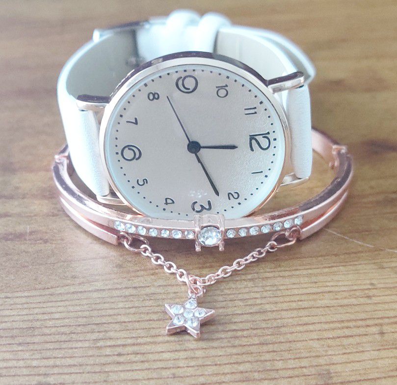 Brand New Rose Gold Watch And Bracelet Set (Lowered Price)