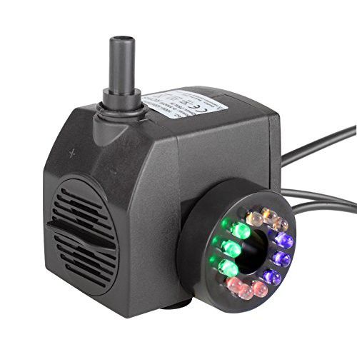AT-380 Submersible Pump with 12 Color LED Light for Aquarium/Hydroponics/Fountain/Garden