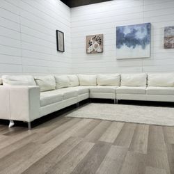 Pallisner Leather Sectional White