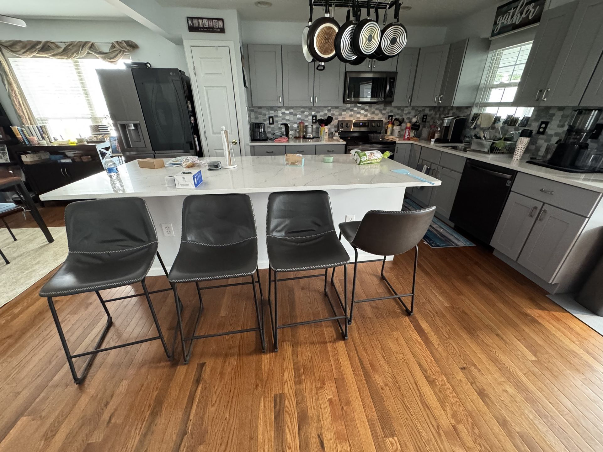 4 Gray Bar Stools