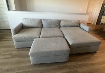 City Furniture Noah Khaki Fabric Small Left Chaise Sectional with Ottoman