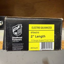 ELECTRO GALVANIZED STDA21G 2" Length 15 Gauge Angled Finish Nails