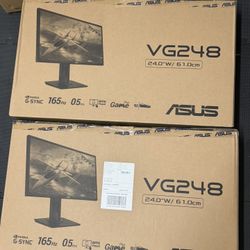 Two Monitors - ASUS VG248QG 24" G-SYNC Gaming Monitor 165Hz 1080p 0.5ms Eye Care with DP HDMI DVI,Black