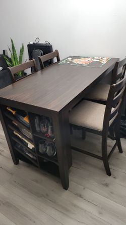 Ashley Furniture "Skempton" 5-Piece Counter Height Dining Set - Built-in Wine Storage