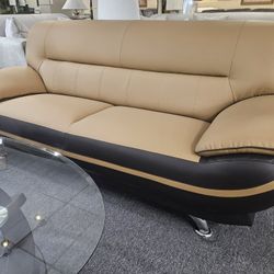 Brand New Yellow Or Brown 2-Tonebinded Leather Sofa