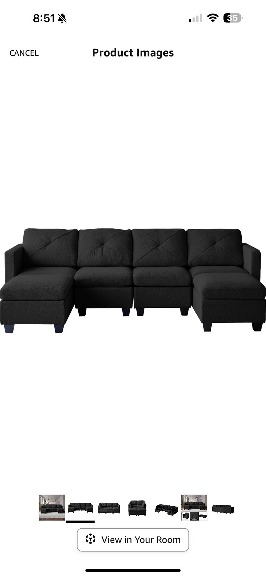 Brand New Black Sectional Couch 