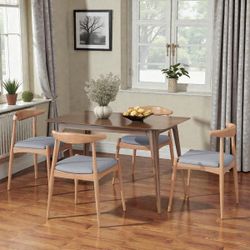 Set Of 6 -  Modern Rubberwood Dining Chairs with Ergonomic Backrest and Cushioned Seat [NEW] **Assembly Req**   <<CHAIRS ONLY / TABLE NOT INCL.>>