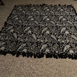 Reversible Blanket:  Black And Black And White, 52 x 52