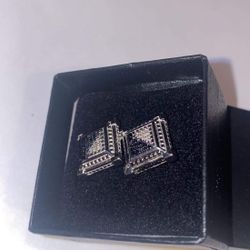 Dressy Mens 14k White Gold Over Solid Sterling Silver 0.25 CTW Diamond Designer Earring