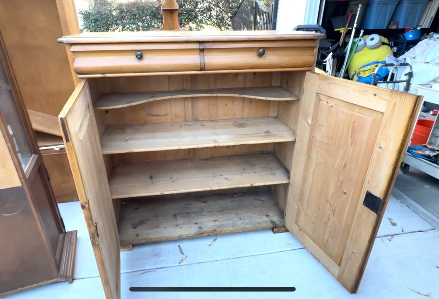 Rustic Wooden Cabinet with shelves and 2 Drawers