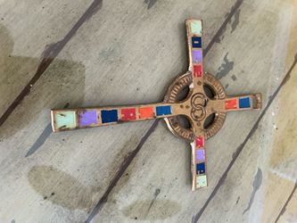 Brass cross 8 inches marked Santa Guilo