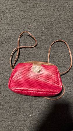 Vintage 1983 Liz Claiborne Red Woven Vinyl Leather Trim Crossbody Purse Bag