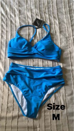 2 pieces woman bikini swimsuit size medium color blue new