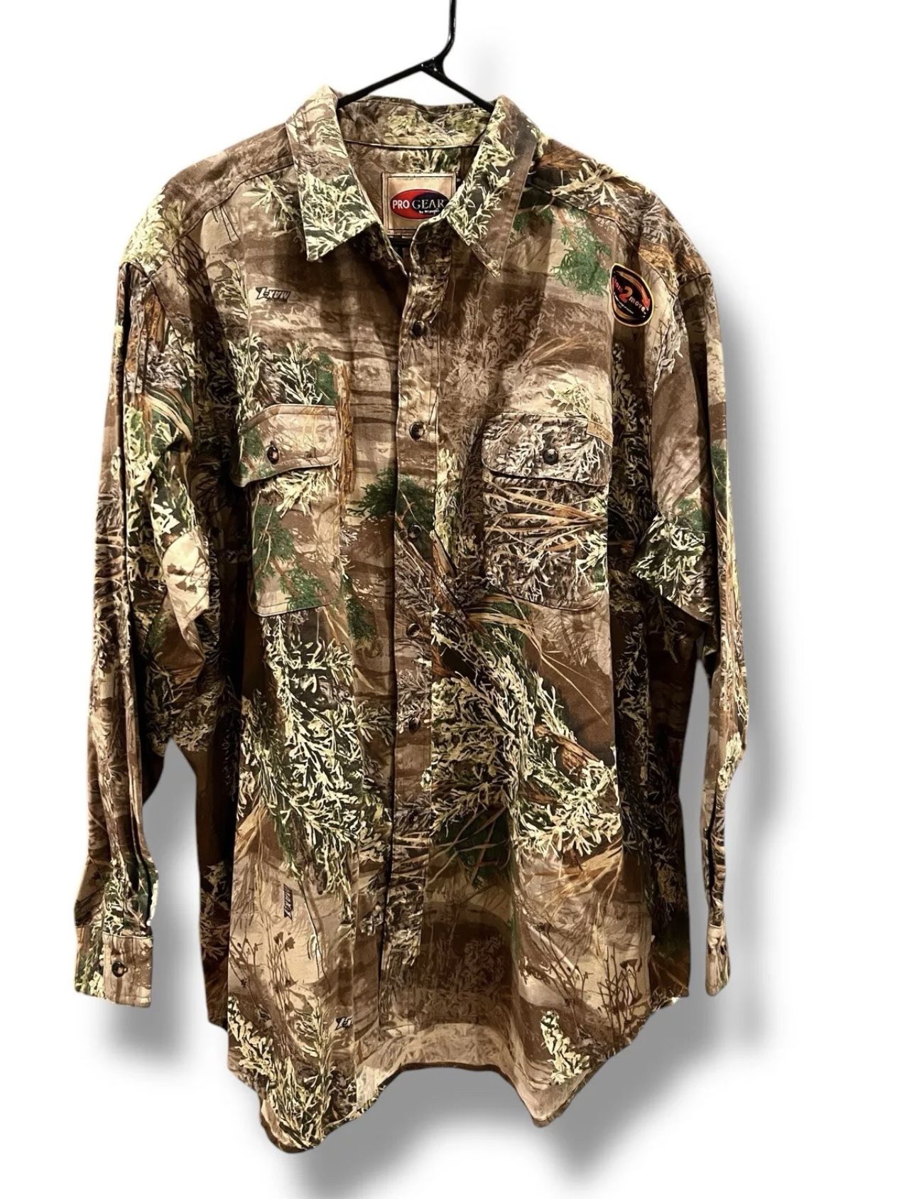 VNTG Wrangler Pro Gear Mossy Oak Camo Button Shirt 2XL Mens 90s Flannel Hunter