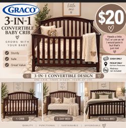 Graco 3-in-1 Convertible Baby Crib $20