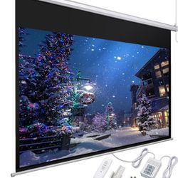 92" 16:9 Electric Motorized Projector Screen Auto with Remote Control Home Classroom Meeting Room Bar

