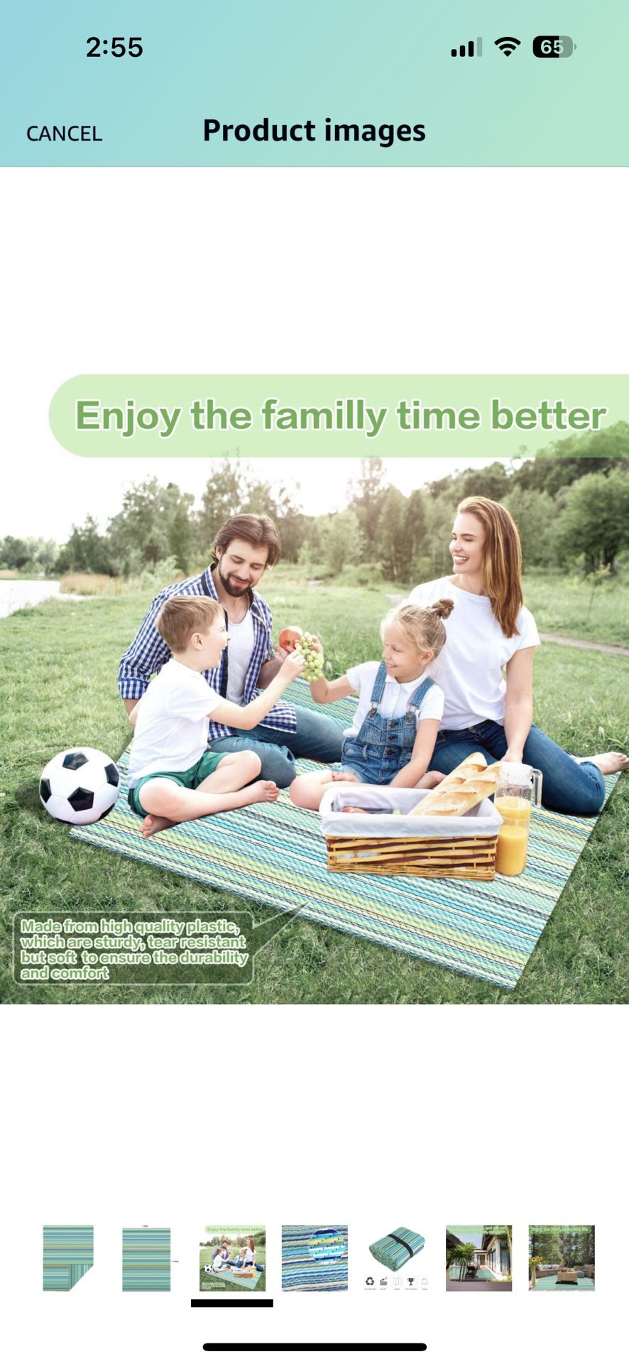 Reversible Woven Outdoor Rug, 4' x 6' Lightweight Large Plastic Striped Stain Proof Indoor Area Runner Mat for Deck Patio Camping Beach Picnic BBQ (Tu