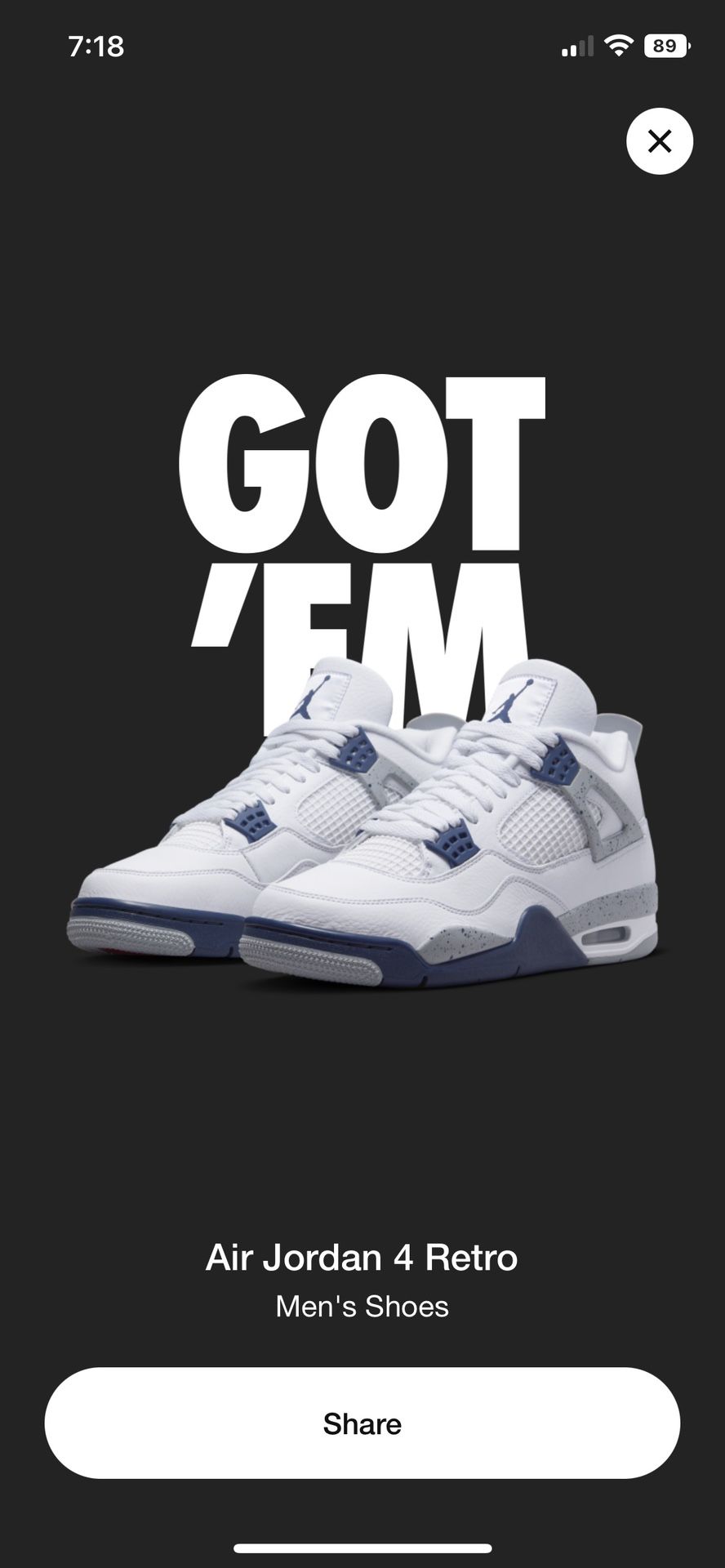 Nike Air Jordan 4 Retro Midnight Navy Sz 10