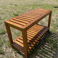 Teak Shower Bench With Shelf, 30 Inches 