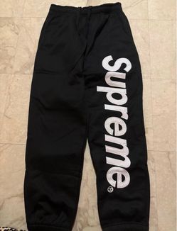 Supreme Black Sweatpants with Spellout Logo