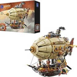 PANTASY Steampunk Airship Model Kit for Adults, Dual-Layer Zeppelin with Gear-Driven Mechanical System, DIY Building Blocks Set, Retro Sci-Fi Construc