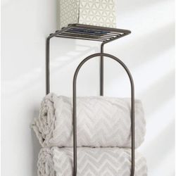 Towel Rack Holder and Organizer with Storage Shelf