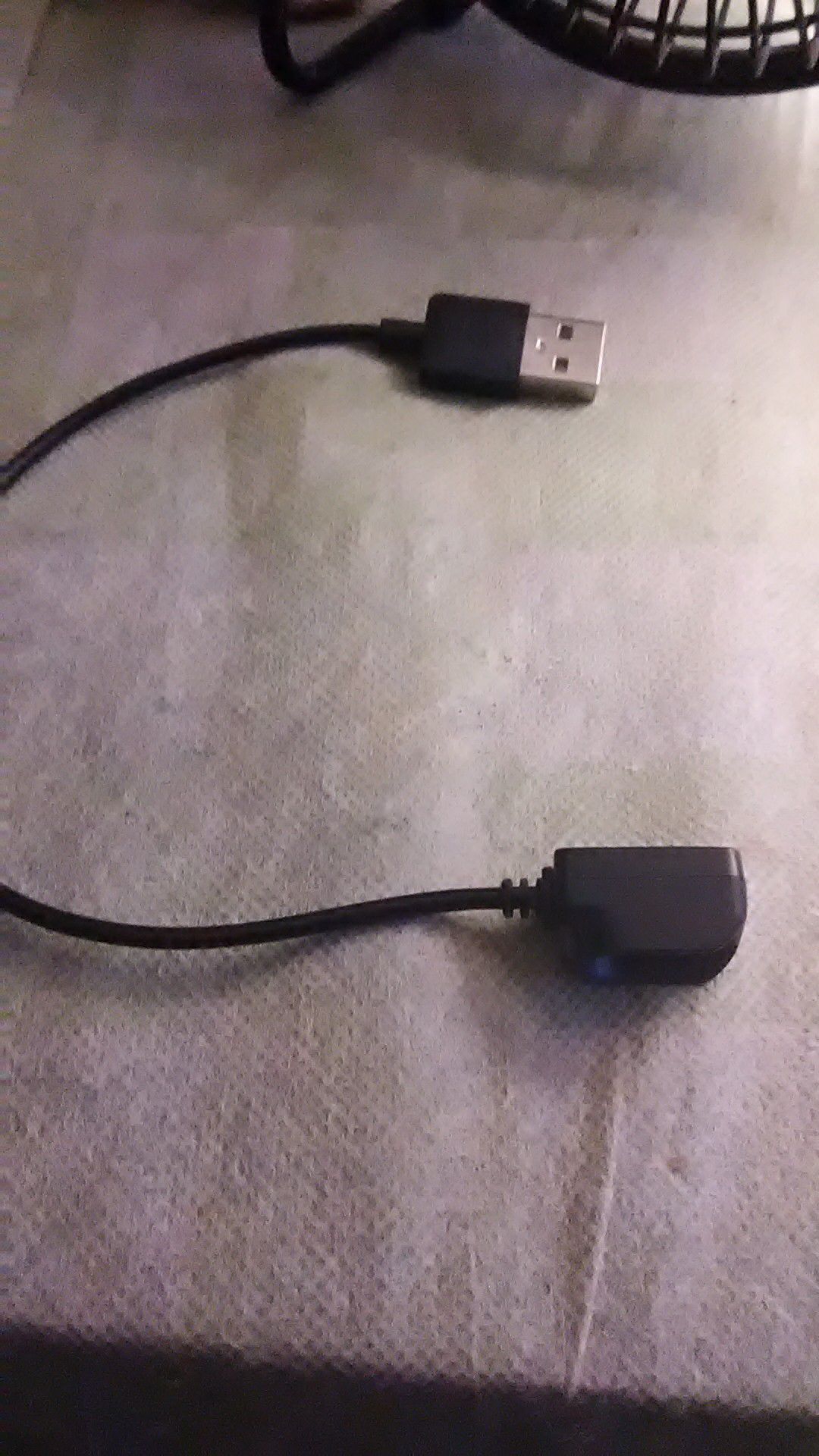 Plantronics bluetooth headset charger can be connected to USB power source  1 ft, charging cable.
