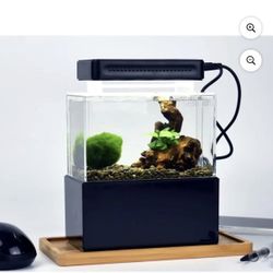 0.4 Gal Mini Desktop Saltwater Aquarium w/ Bottom Filter, Ultra-Clear Acrylic, Quiet Fish Tank