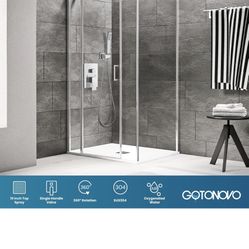 16” Rainfall Bathroom Shower System Shower Head and Handle Set Wall Mounted Shower