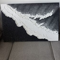 Textured Black & White Canvas – 36” x 24”