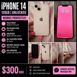 iPhone 14 128GB Unlocked – Clean IMEI – Works Perfect
